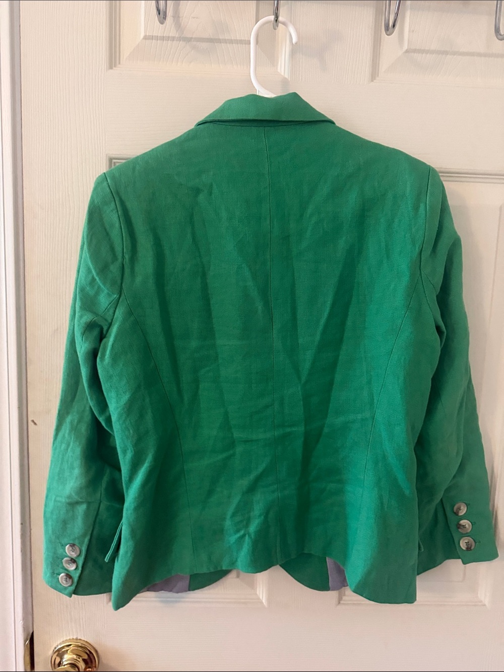 Women’s Green Single-Button Linen Blazer - Picture 8 of 9